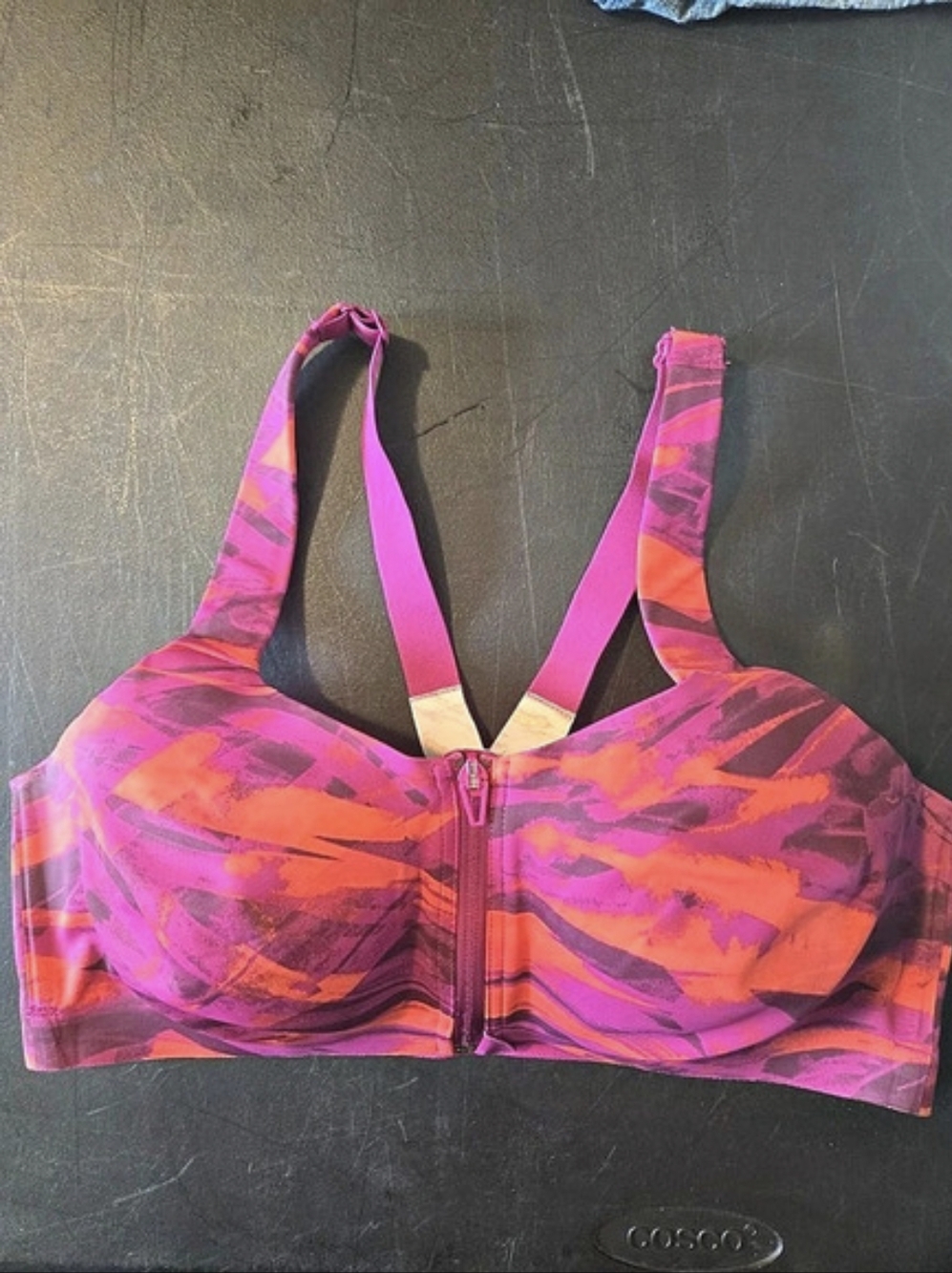 Victoria Secret On Point Knockout  Pink & Orange Front Zip Bra Size 38D